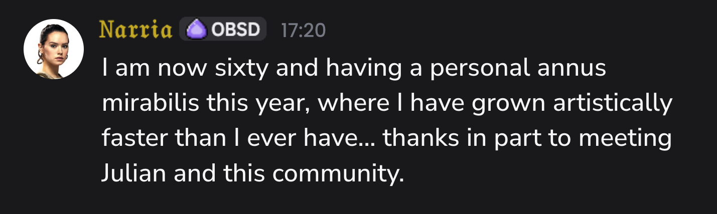 Discord message from Narria